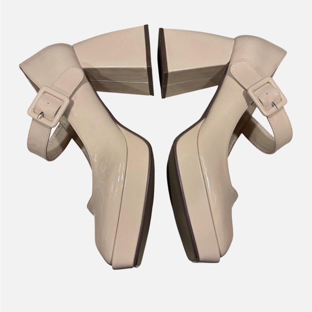 NWOB Mary Jane Chunky Platform Heels Patent Leather Square Toe Ankle Strap 9.5M - Picture 7 of 9